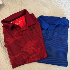 2- Under Armour Boys' Performance 2.0 Novelty Polo, Red & Blue,  Size YM
